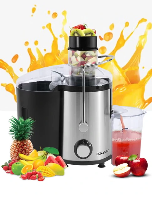 عصارة جزر Sonashi مع حاوية لب 1.8 لتر سرعتان للتحكم حسب نوع الفاكهة