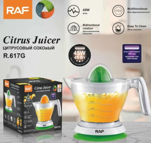 عصارة حمضيات كهربائية RAF  – سعة 1 لتر بدوران ثنائي الاتجاه