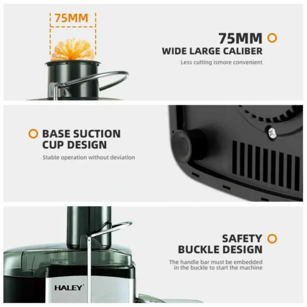 عصارة الجزر فواكه و خضار بقوة 1000 واط مع فتحة واسعة 75 مم وهيكل ستانلس ستيل