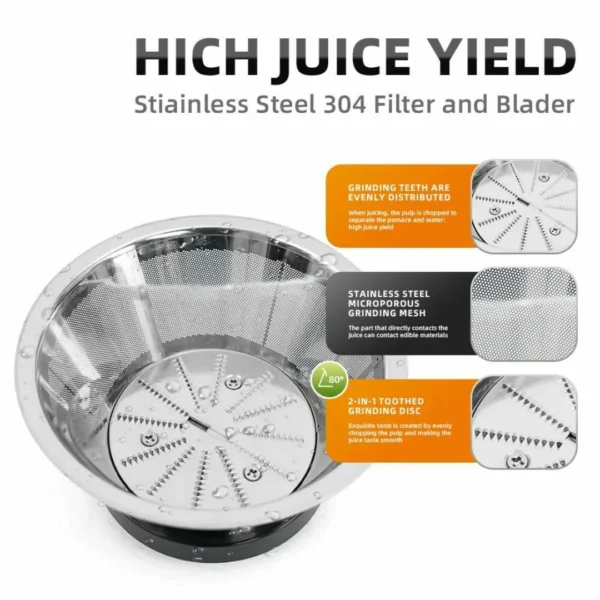 عصارة الجزر فواكه و خضار بقوة 1000 واط مع فتحة واسعة 75 مم وهيكل ستانلس ستيل