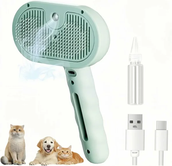 فرشاة عناية بالحيوانات الأليفة 3 في 1 مع بخاخ رذاذ (2) فرشاة عناية بالحيوانات الأليفة 3 في 1 مع بخاخ رذاذ