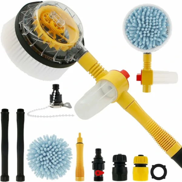 فرشاة غسيل سيارات دوارة بضغط الماء 360 درجة مع موزع صابون