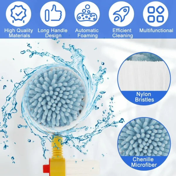 فرشاة غسيل سيارات دوارة بضغط الماء 360 درجة مع موزع صابون