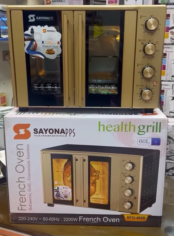 فرن Sayona الكهربائي بابين بسعة 60 لتر  – أداء قوي وتصميم عملي