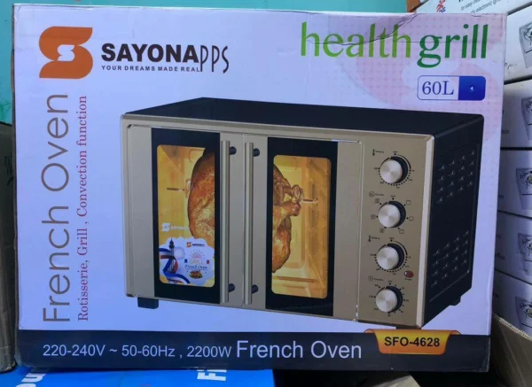 فرن Sayona الكهربائي بابين بسعة 60 لتر  – أداء قوي وتصميم عملي