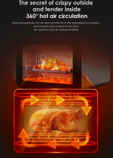 فرن كهربائي وقلاية هوائية 2 في 1 سعة 12 لتر بقدرة 2200 واط مع شاشة لمس