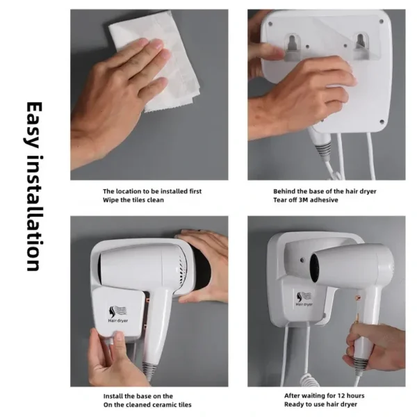 مجفف شعر جداري بقدرة 1300 واط – تثبيت على الحائط