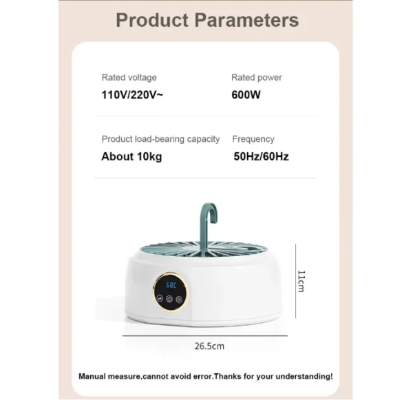 مجفف ملابس كهربائي محمول 360° – تسخين سريع مع مؤقت حتى 8 ساعات (9) مجفف ملابس كهربائي محمول 360° – تسخين سريع مع مؤقت حتى 8 ساعات