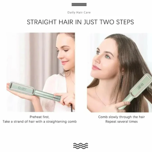 مشط تمليس الشعر 2 في 1 من ENZO سيراميك تورمالين مع اربع سيرومات