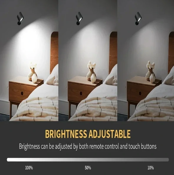 مصباح قراءة مغناطيسي لاسلكي قابل للشحن 1800mAh مع ريموت