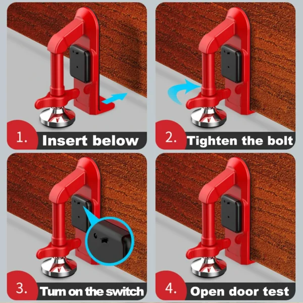 مصدّ باب مع إنذار محمول – قفل باب للسفر مانع للسرقة لأمان الفندق والمنزل