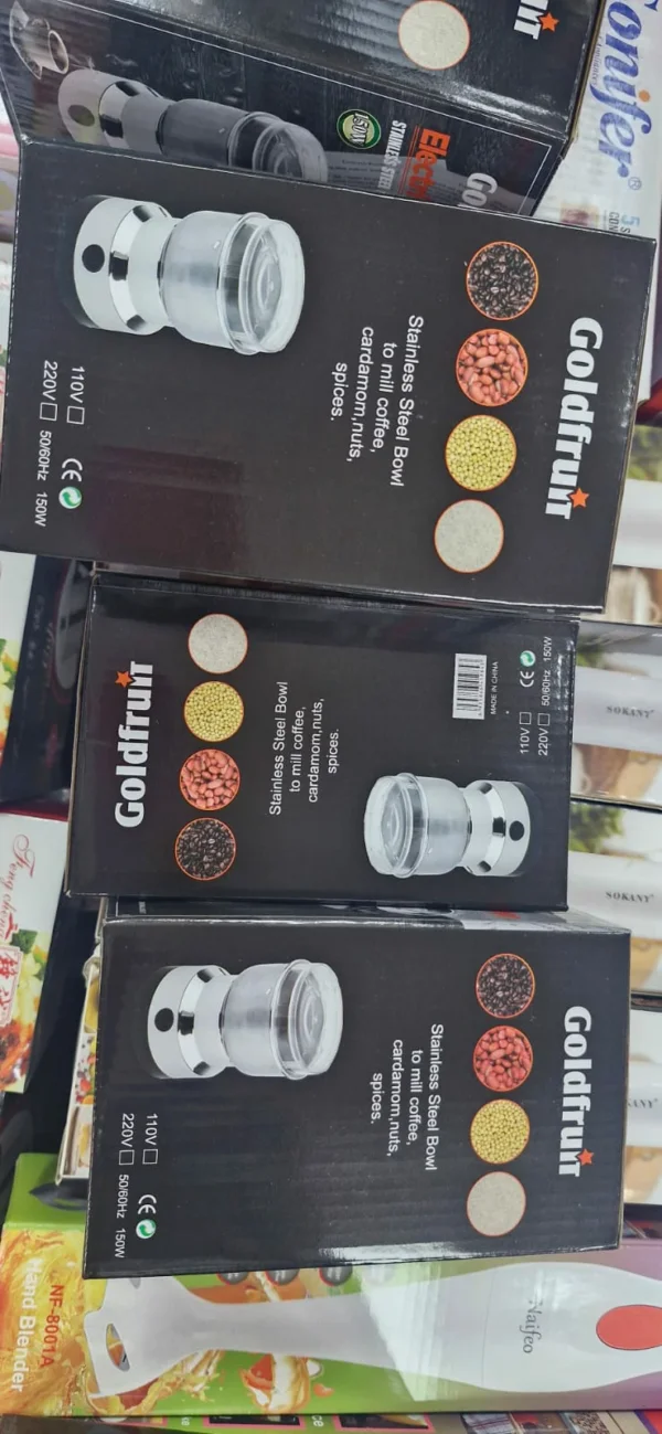 مطحنة قهوة وبهارات كهربائية Goldfruit من الستانلس ستيل بسعة 50 غم