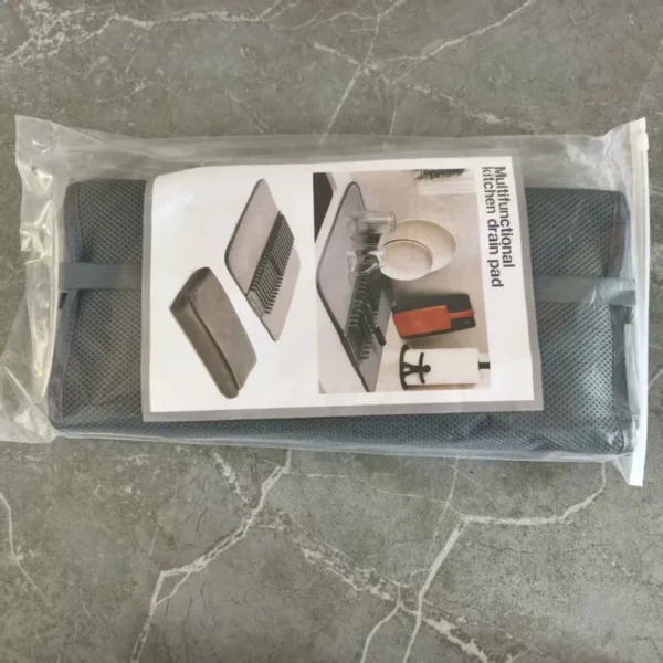 مفرش تجفيف صحون مايكروفايبر مع رف قابل للإزالة – طقم قطعتين لتنظيم المطبخ