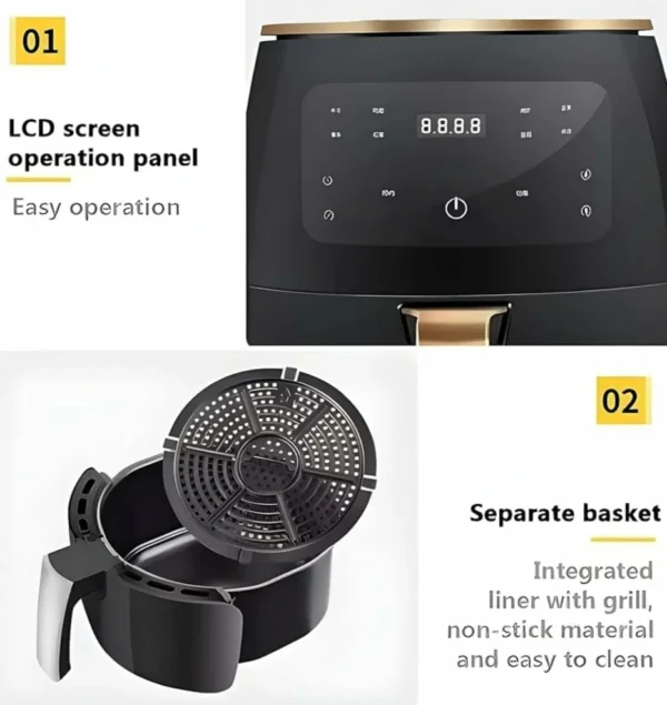 قلاية هوائية Silver House بسعة 8 لتر مع شاشة لمس LCD – قدرة 1400 واط