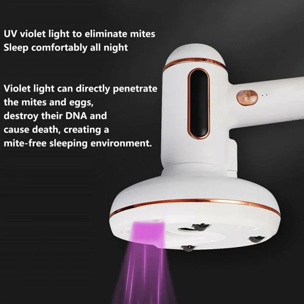 مكنسة إزالة عث الغبار اللاسلكية مع تعقيم UV – شفط قوي