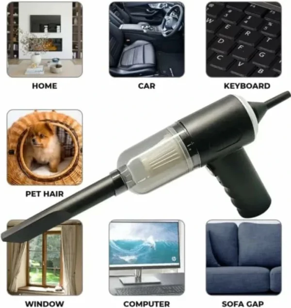 مكنسة كهربائية صغيرة 3 في 1 – مكنسة و منفاخ لاسلكي بقوة شفط 9000 باسكال