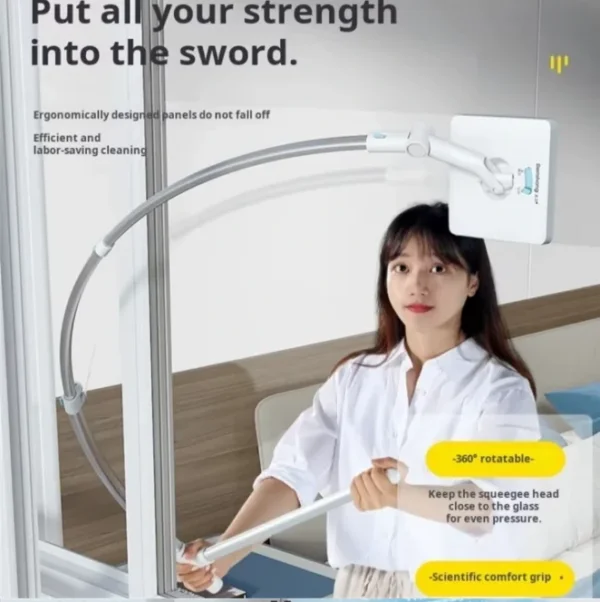 ممسحة نوافذ خارجية Bell+Howell بمقبض تلسكوبي على شكل U