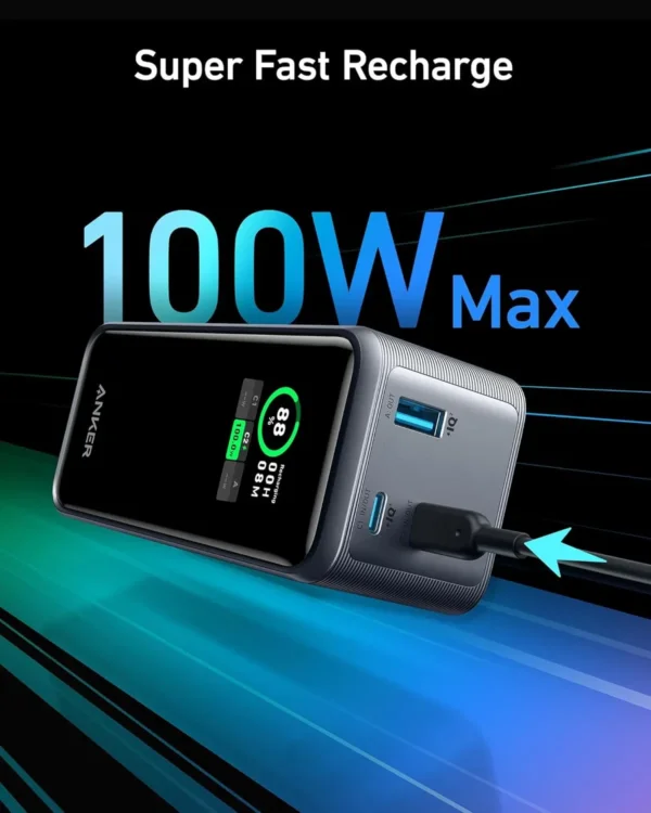 باور بانك Anker Prime سعة 20000mAh بقوة 200W شحن سريع – شاشة ذكية