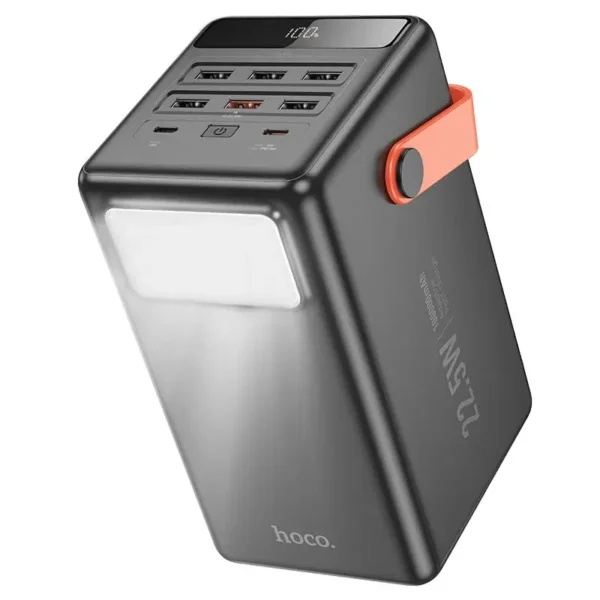 باور بانك Hoco سعة 100000m Ah و كشاف 8 منافذ (Type-C + 6 USB)