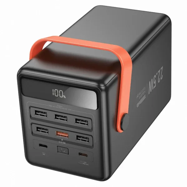 باور بانك Hoco سعة 100000m Ah و كشاف 8 منافذ (Type-C + 6 USB)