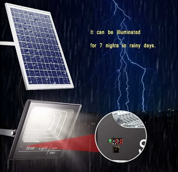 كشاف شمسي LED خارجي مع ريموت كنترول – 272 ليد مقاوم للماء IP67 بإضاءة قوية (1) كشاف شمسي LED خارجي مع ريموت كنترول – 272 ليد مقاوم للماء IP67 بإضاءة قوية
