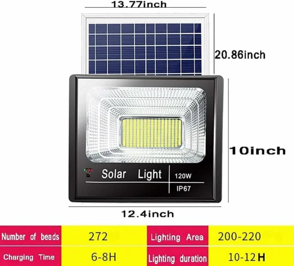 كشاف شمسي LED خارجي مع ريموت كنترول – 272 ليد مقاوم للماء IP67 بإضاءة قوية (2) كشاف شمسي LED خارجي مع ريموت كنترول – 272 ليد مقاوم للماء IP67 بإضاءة قوية