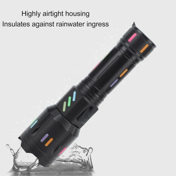 كشاف يدوي LED عالي القوة قابل للشحن USB-C – مقاوم للماء احترافي للطوارئ والتخييم (7) كشاف يدوي LED عالي القوة قابل للشحن USB-C – مقاوم للماء احترافي للطوارئ والتخييم