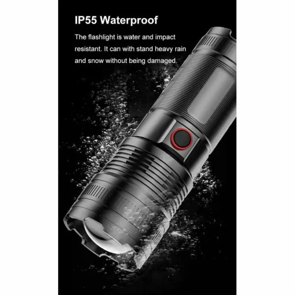 كشاف يدوي LED فائق القوة قابل للشحن Type-C مع باور بانك مع زووم تلسكوبي (6) كشاف يدوي LED فائق القوة قابل للشحن Type-C مع باور بانك و زووم تلسكوبي