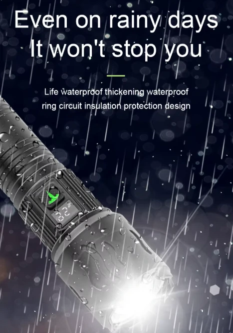 كشاف يدوي LED قابل للشحن USB بقدرة عالية 1000 لومن مقاوم للماء IP65 (6) كشاف يدوي LED قابل للشحن USB بقدرة عالية 1000 لومن مقاوم للماء IP65