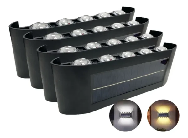 مصباح جداري شمسي LED خارجي مع حساس ضوء IP65 – إضاءة دافئة مقاومة للماء (5) مصباح جداري شمسي LED خارجي مع حساس ضوء IP65 – إضاءة دافئة مقاومة للماء