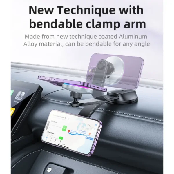 شاحن مغناطيسي لاسلكي C292 MagSafe 15W ذراع مرن للسيارة