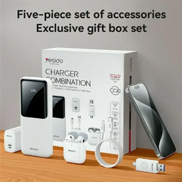 CG10-EU مجموعة شحن متنقلة من YESIDO – صندوق هدايا متعدد الوظائف للسفر