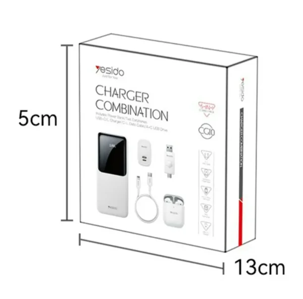 CG10-EU مجموعة شحن متنقلة من YESIDO – صندوق هدايا متعدد الوظائف للسفر