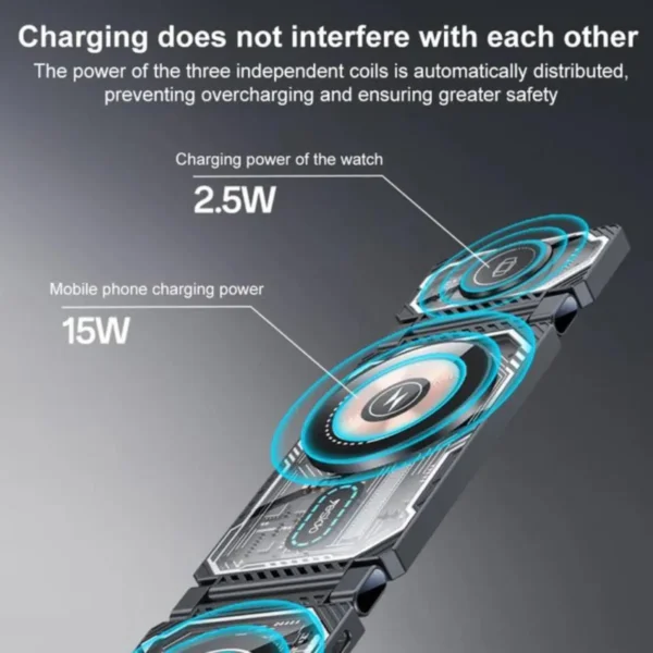 DS25 من YESIDO شاحن لاسلكي قابل للطي 3 في 1