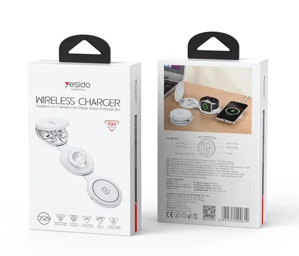 شاحن لاسلكي قابل للطي 5 في 1 DS29