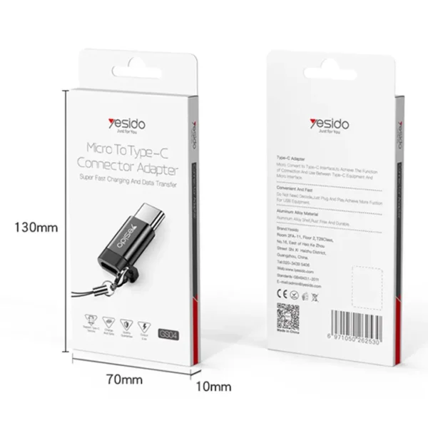 GS04 Type-C Adapter من YESIDO محول Micro USB إلى Type-C