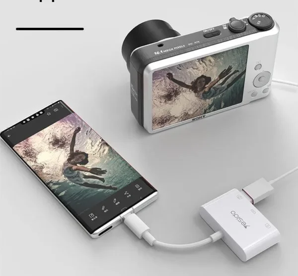 GS17 Type-C OTG من YESIDO محول OTG متعدد المنافذ