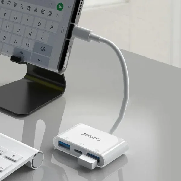 GS17 Type-C OTG من YESIDO محول OTG متعدد المنافذ