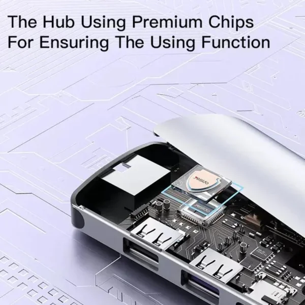 HB15 USB Hub من YESIDO (6 منافذ عملية USB،RJ45،SD،TF)