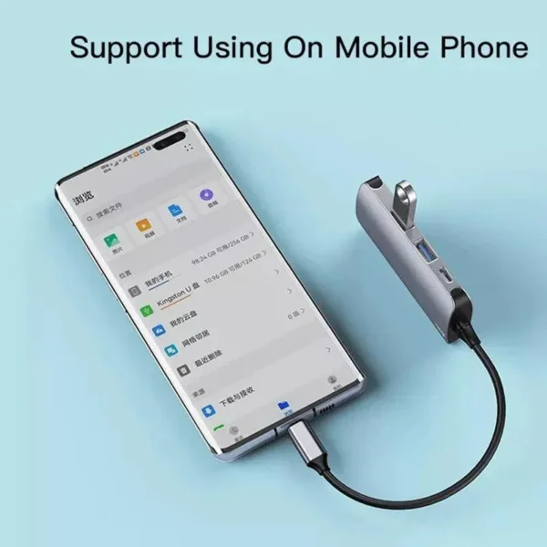 HB15 USB Hub من YESIDO (6 منافذ عملية USB،RJ45،SD،TF)