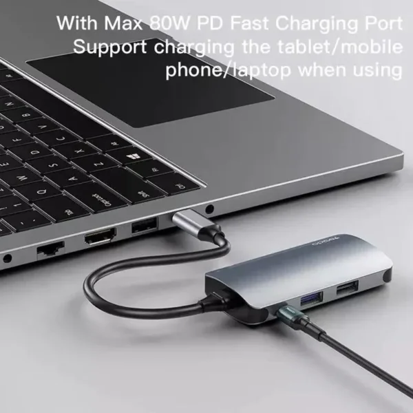 HB15 USB Hub من YESIDO (6 منافذ عملية USB،RJ45،SD،TF)