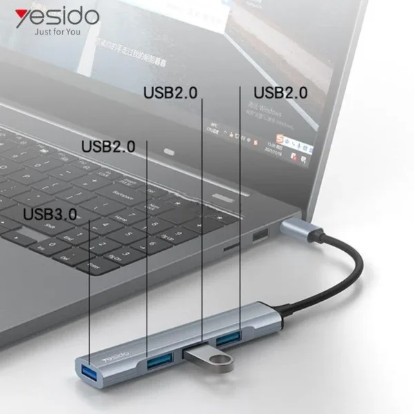 HB17 4 in 1 Hub Adapter من YESIDO – موزع USB عملي وسريع