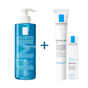 بكج La Roche-Posay Effaclar للبشرة الدهنية والحبوب والرؤوس السوداء (Purifying Gel + Effaclar K+)