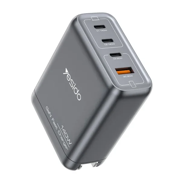 YC143 EU charger من YESIDO شاحن GaN 140W عالي السرعة