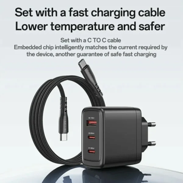 شاحن ييسيدو YC144C 65 واط GaN بمنافذ 3