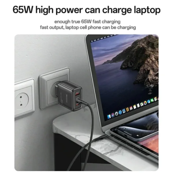 YC144C من YESIDO شاحن GaN سريع 65W متعدد المنافذ