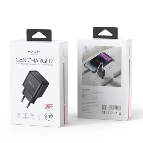 شاحن سريع 25W GaN YC62