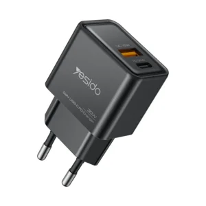 YC64 من YESIDO شاحن GaN سريع 30W بمنفذين USB و Type-C