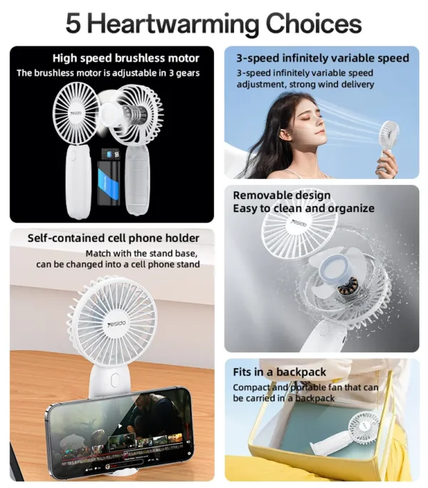 YF15 مروحة يدوية Handheld Fan YF15 بطارية 1200mAh
