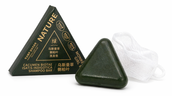 الصابونة الخضراء الثلاثية للشعر Monkey Girl Nature Herbal Soap بخلاصة أوراق السبع و عشبة الأسمان والجينسنغ